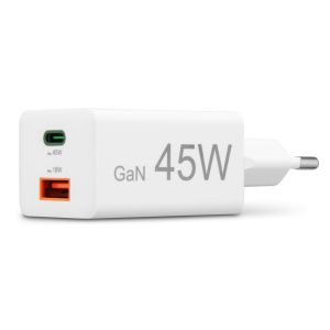 HAMA Бързо мини зарядно, 45 W, 1x USB-C - 1x USB-A, PD, бяло