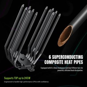 Gamemax CPU Cooler Sigma 620 LCD Black - Addressable RGB