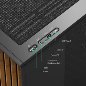 Zalman кутия Case mATX - P10 NAMU BLACK - Wood, USB-C