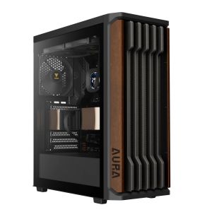 Gamdias кутия Case ATX - AURA GC11 Wood Black - USB-C