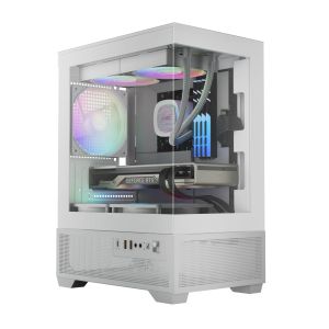 Gamdias кутия Case mATX - AURA GC9M Elite White - 3 x 120 mm A-RGB, USB-C, Tempered Glass