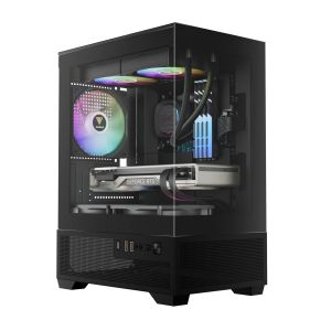Gamdias кутия Case mATX - AURA GC9M Elite - 3 x 120 mm A-RGB, USB-C, Tempered Glass