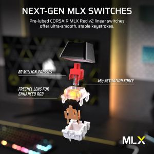 Геймърскa механична клавиатура Corsair K70 RGB MK.2 Core TKL, Corsair MLX Red суич