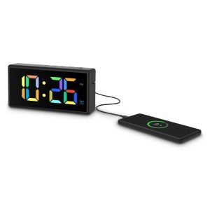 Hama "Ibiza" Digital Alarm Clock, Multi-colour display, with USB Charging Functi