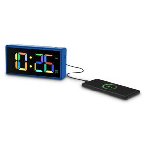 Hama "Ibiza" Digital Alarm Clock, Multi-Colour Display, with USB Charging Functi