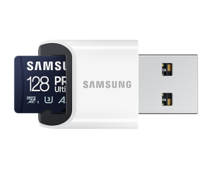 Memory card Samsung PRO Ultimate microSD Card (2023), 128GB, Adapter, USB reader
