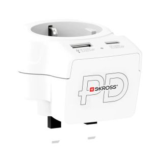 Skross 1500283E Travel adapter Europe to UK + 1 x USB  A/C