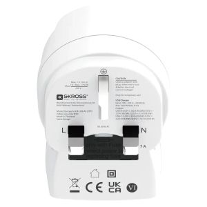 Skross 1500283E Travel adapter Europe to UK + 1 x USB  A/C