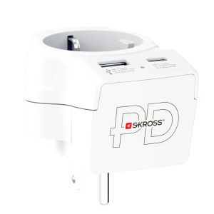 Skross 1500284E Travel adapter Europe to USA+1xUSB A/C, 20W