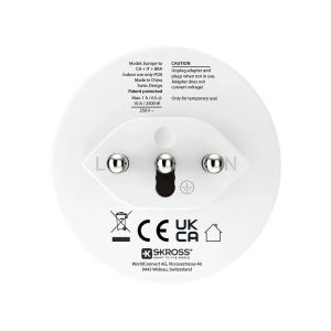 Skross Travel adapter World to CH+IT+ Brasil, USB