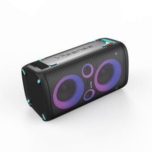 Аудио система Hisense Party Rocker One Plus (HP110) Bluetooth Speaker with 300W Power, Built-in Woofer, Karaoke Mode, Built-in Wireless Charging Pad, AUX Input and Output, USB, 15 Hour Long-Lasting Battery 4 x 2500Ah, 2x mics included, Black