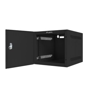 Комуникационен шкаф Lanberg rack cabinet 10" wall-mount 4U / 280x310 for self-assembly (flat pack) with metal door, black