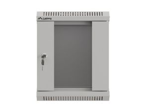 Комуникационен шкаф Lanberg rack cabinet 10" wall-mount 6U/300x300 (flat pack) with glass door grey
