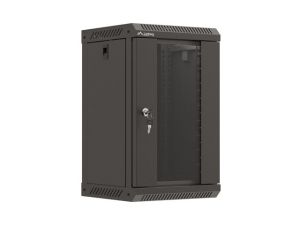 Комуникационен шкаф Lanberg rack cabinet 10" wall-mount 9U/300x300 (flat pack) with glass door black