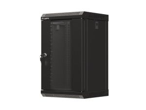 Комуникационен шкаф Lanberg rack cabinet 10" wall-mount 9U/300x300 (flat pack) with glass door black