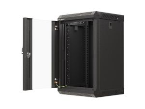 Комуникационен шкаф Lanberg rack cabinet 10" wall-mount 9U/300x300 (flat pack) with glass door black
