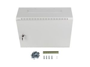 Комуникационен шкаф Lanberg rack cabinet 19" wall-mount 4U+3u/540x200 low-profile grey (assembled)
