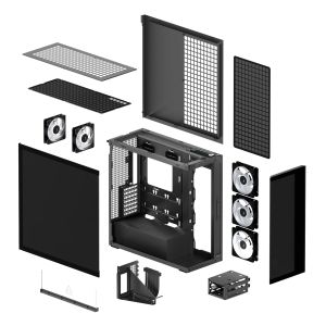 Arctic кутия Case E-ATX - Xtender VG (Mirror Black) - PCIe Gen 4 riser included, 5 A-RGB Fans included