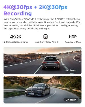 VIOFO Dash Cam A229 Pro 2 Channel - 4K, HDR, Dual Sony STARVIS 2, GPS, Bluetooth
