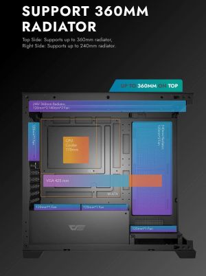 Darkflash кутия Case mATX - DS900M Black - 6 x 120 mm Infinity Mirror A-RGB