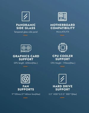 Darkflash кутия Case mATX - DS900M Black - 6 x 120 mm Infinity Mirror A-RGB