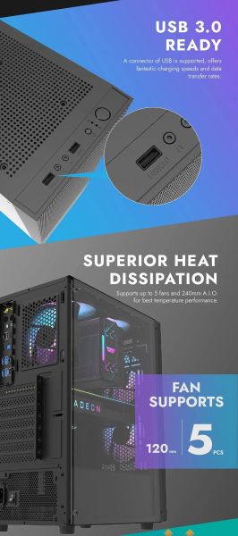 Darkflash кутия Case ATX - A290 Black - 3 x 120 mm RGB fans included