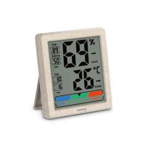 Hama "Ponza" Thermometer and Hygrometer, Digital, For Indoors, beige