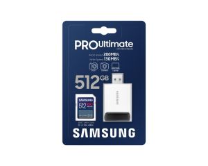 Memory card Samsung 512Gb PRO Ultimate SD Card Full-Size SDXC UHS-I , U3, V30, USB Adapter