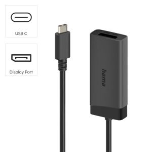 Hama Video adapter, USB-C plug - DisplayPort/HDMI™ socket, Ultra-HD 4K@60hz