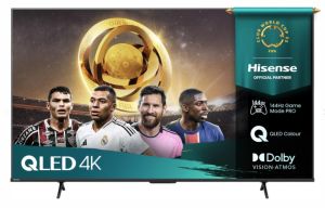 Телевизор Hisense 55" E7Q Pro, 4K Ultra HD 3840x2160, QLED, Quantum Dot, 144Hz, HDR 10+ adaptive, HLG, Dolby Vision, DTS Virtual X, Smart TV, WiFi 5GHz, WiFi Direct, BT, Anyview Cast, 3xHDMI, 2xUSB, LAN, CI+, DVB-T2/C/S2, Black