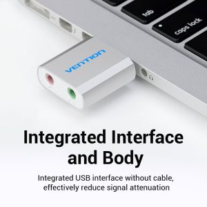 Vention външна звукова карта USB Sound card - Headphones, Mic, Silver - VAB-S13
