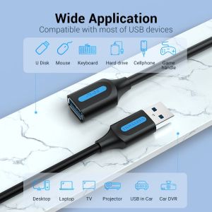 Vention USB 3.0  Extension AM / AF - 1.5M Black - CBHBG