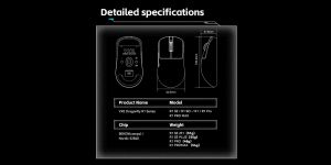 VXE Wireless Gaming Mouse Dragonfly R1 Pro Max 1K (4K compatible) - Kailh White Blade Switches, Black