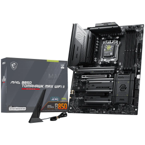 MSI MAG B850 TOMAHAWK MAX WIFI II, ATX, Socket AM5, 4x DDR5 Dual Channel DDR5 up to 8400(OC)MHz, 3x PCIe 3.0 x16 slot, 4x M.2 slot, 4x USB 2.0, 1x USB 5Gbps, 2x USB 10Gbps, 3x USB 10Gbps Type-C, HDMI, 7.1 HD Audio, 5G LAN, WiFI 7, BT, 3Y