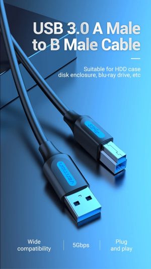 Vention Кабел USB 3.0 AM / BM - 0.5M Black - COOBD