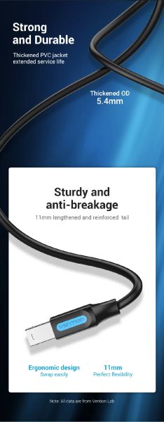 Vention Кабел USB 3.0 AM / BM - 0.5M Black - COOBD