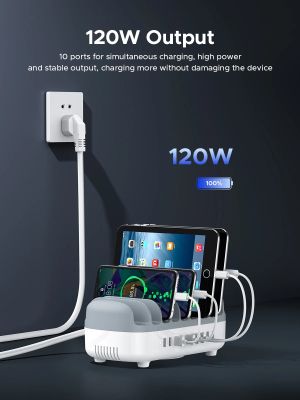 Orico зарядна станция за мобилни устройства Charger Station 220V - 10 x USB 120W white - DUK-10P-EU-WH