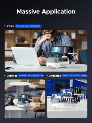 Orico зарядна станция за мобилни устройства Charger Station 220V - 10 x USB 120W white - DUK-10P-EU-WH