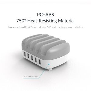 Orico зарядна станция за мобилни устройства Charger Station 220V - 5 x USB 40W White - DUK-5P-EU-WH