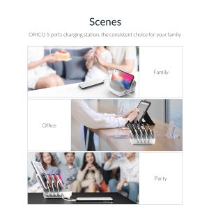 Orico зарядна станция за мобилни устройства Charger Station 220V - 5 x USB 40W White - DUK-5P-EU-WH