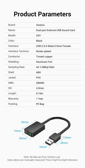 Vention USB Sound card - CDYB0