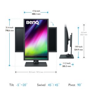 Монитор BenQ SW321C 32" IPS, 5ms (GtG), 3840x2160 4K, Photographer Monitor, 99.9% AdobeRGB, 95% P3, 100% sRGB, HDR10/HLG&24/25/30p, AQCOLOR, PColor Sync, Puck G2, 1000:1, 16 bit 3D-LUT, 250 cd/m2, HDMI x2, DP,USB Type-C PD60W, USB 3.1Hub, CardReader, HAdj